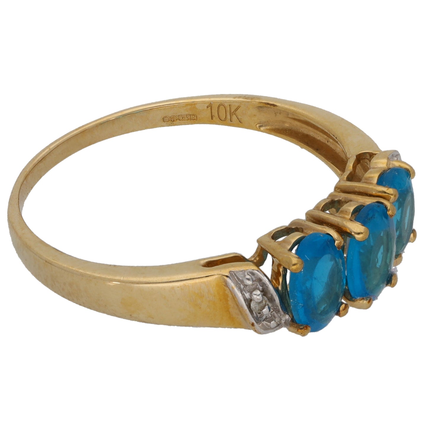 9ct Gold Apatite & 0.02ct Diamond Dress/Cocktail Ring Size P