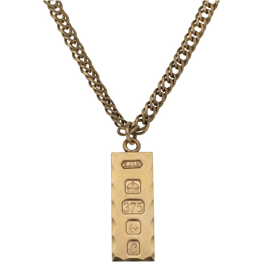 9ct Gold Ingot Pendant With Chain