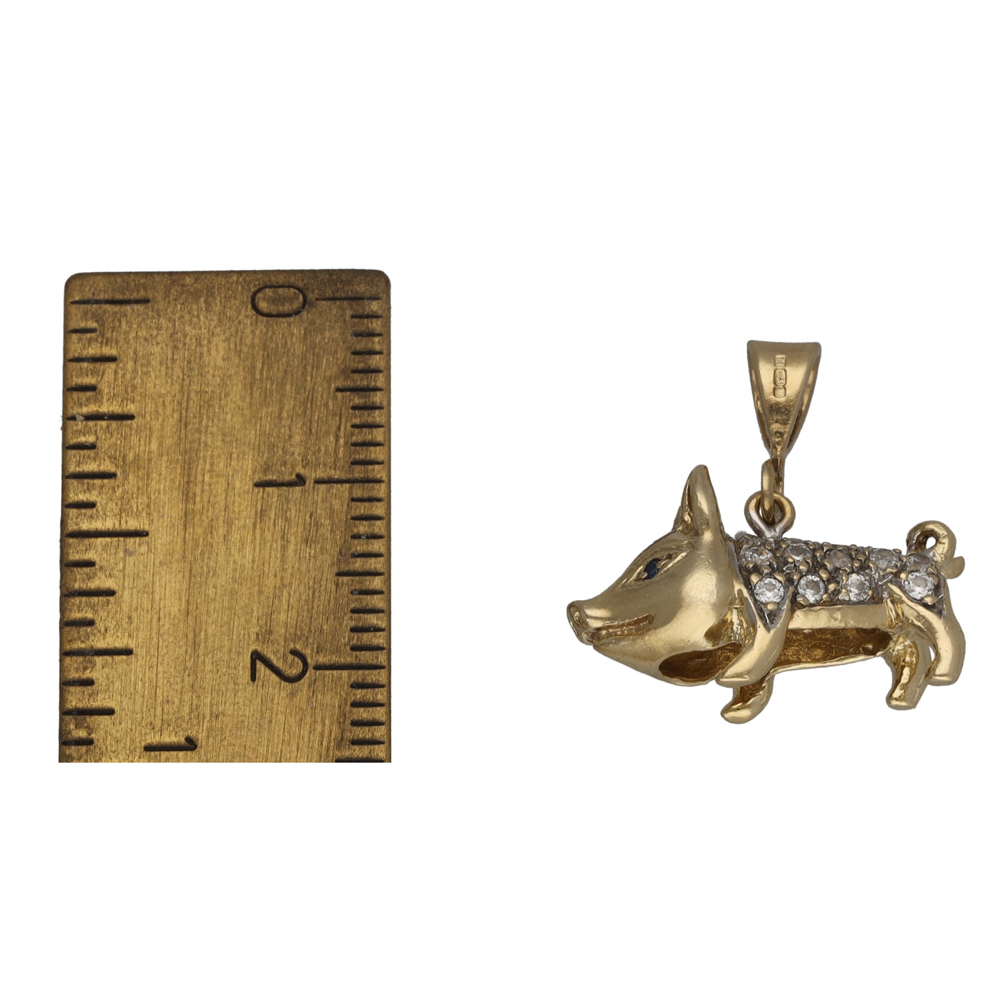 9ct Gold Imitation Gems Pig Pendant