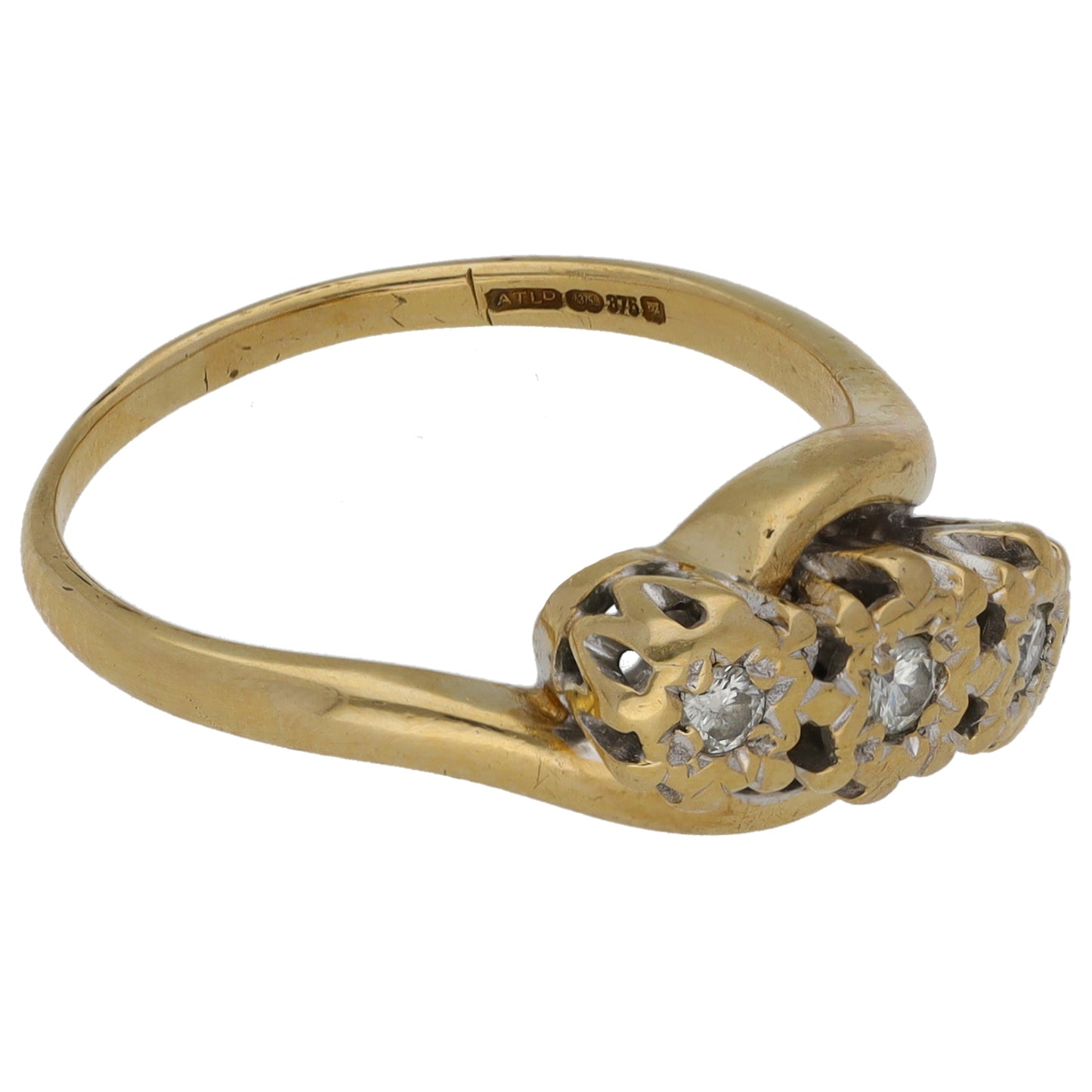 9ct Gold 0.08ct Diamond Trilogy Ring Size N