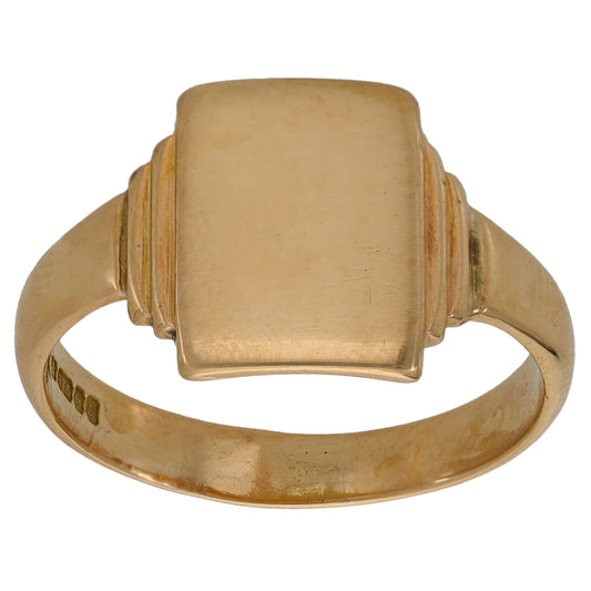 9ct Gold Plain Signet Ring Size U