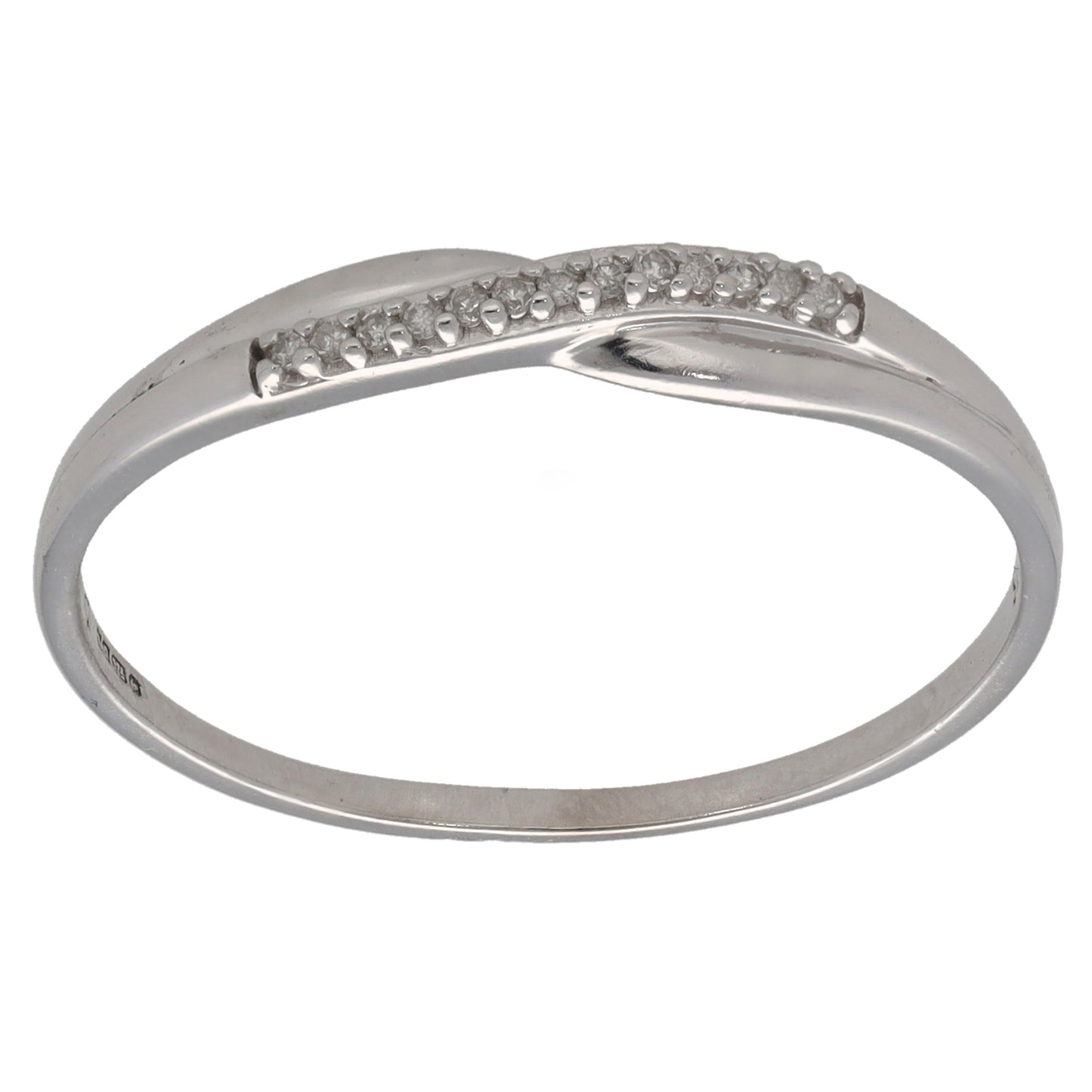 9ct White Gold 0.065ct Diamond Half Eternity Ring Size U