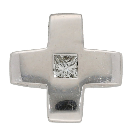 9ct White Gold 0.10ct Diamond Cross Pendant