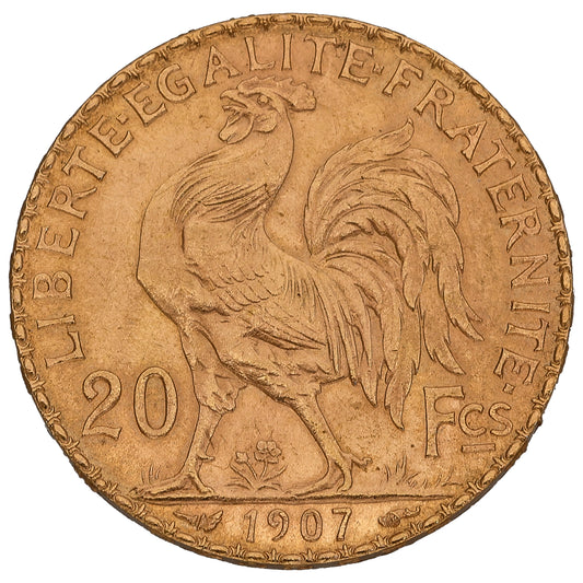 22ct Gold French 20 Francs Coin 1907