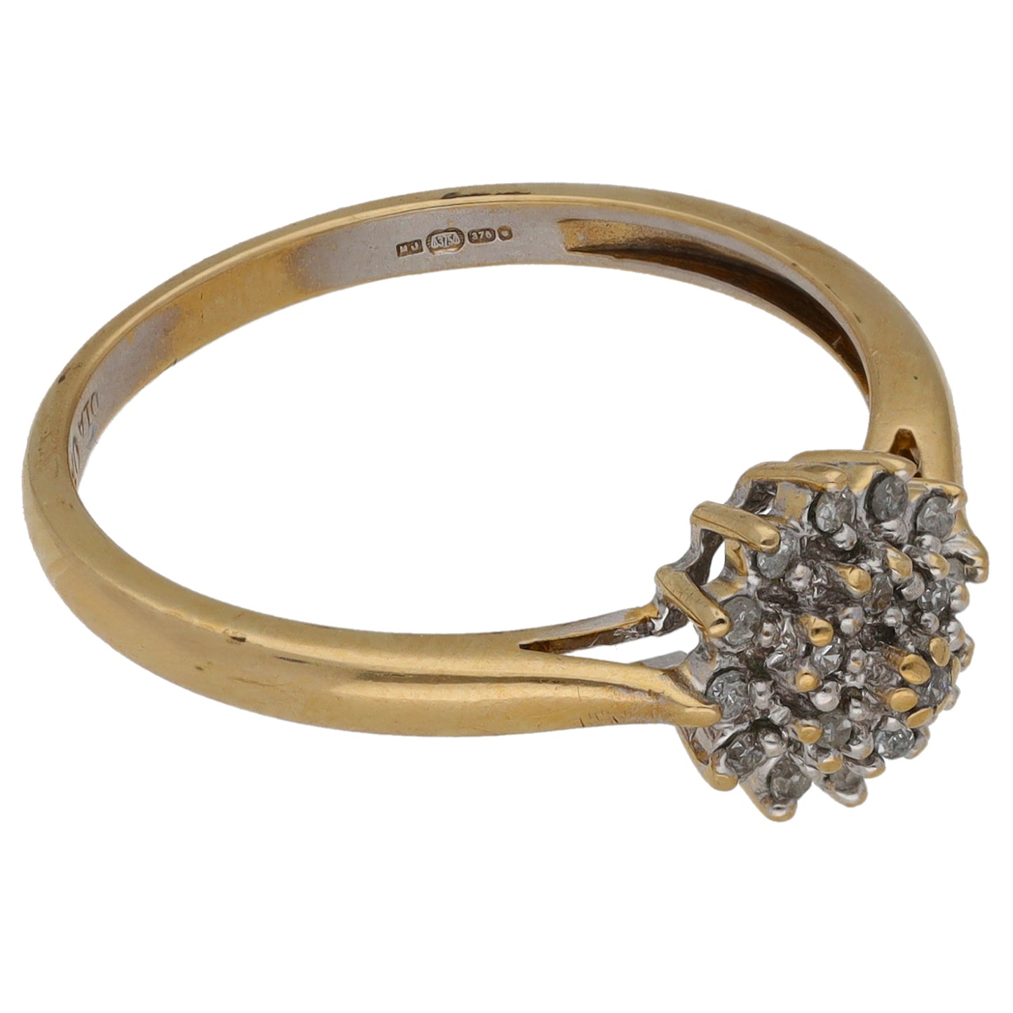 9ct Gold 0.10ct Diamond Cluster Ring Size O