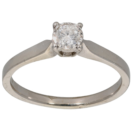 9ct White Gold 0.20ct Diamond Solitaire Ring Size M