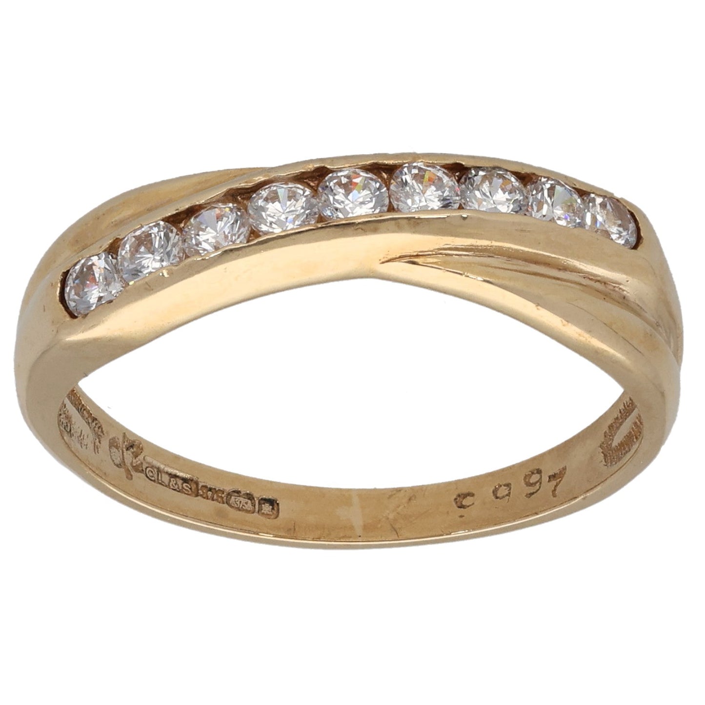 9ct Gold Cubic Zirconia Half Eternity Ring Size L