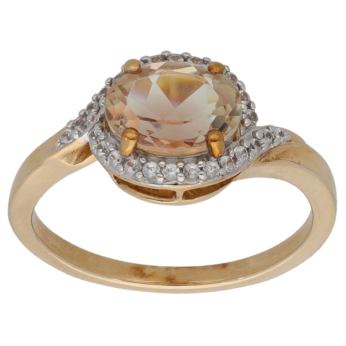 9ct Gold Morganite & Imitation Dress/Cocktail Ring Size L