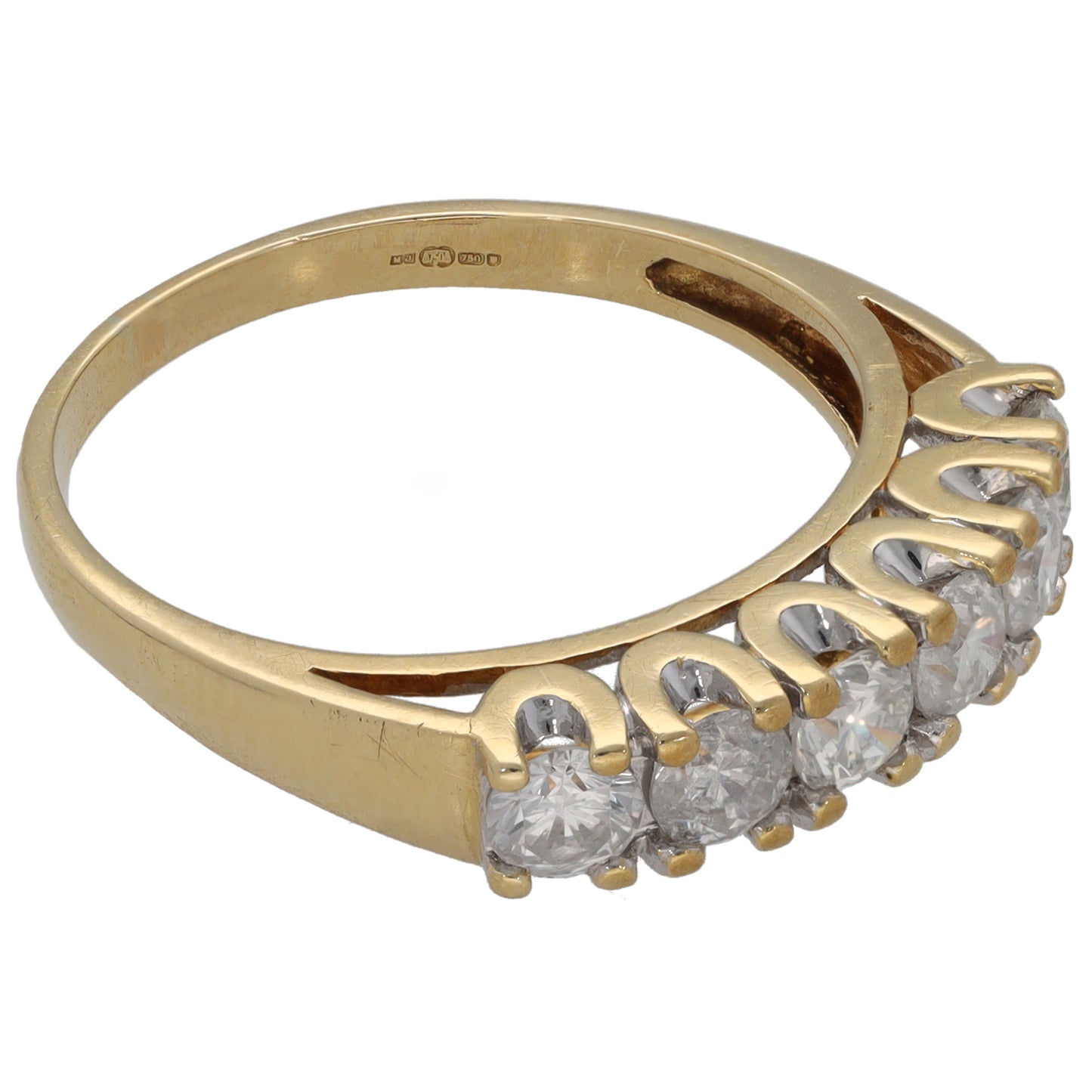 18ct Gold 1.00ct Diamond Half Eternity Ring Size P