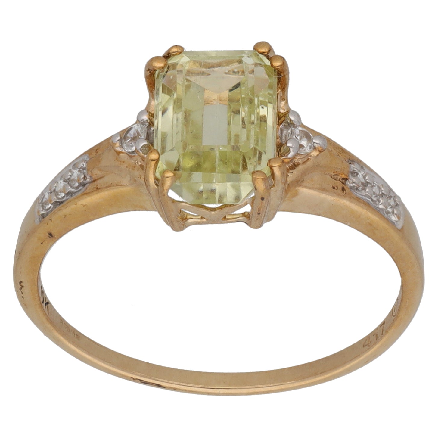 9ct Gold Spodumene & Imitation Gems Single Stone Ring With Accents Size Q