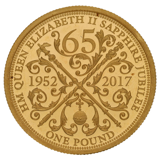 22ct Gold Queen Elizabeth II Sapphire Jubilee One Pound Coin 2017