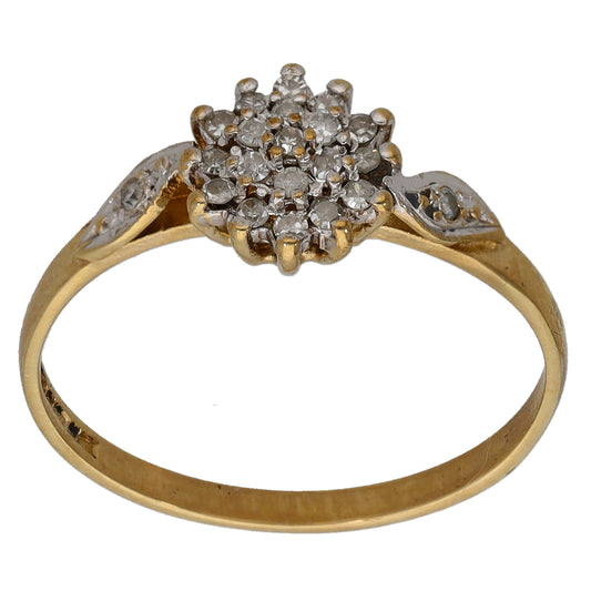 9ct Gold 0.15ct Diamond Cluster Ring Size P