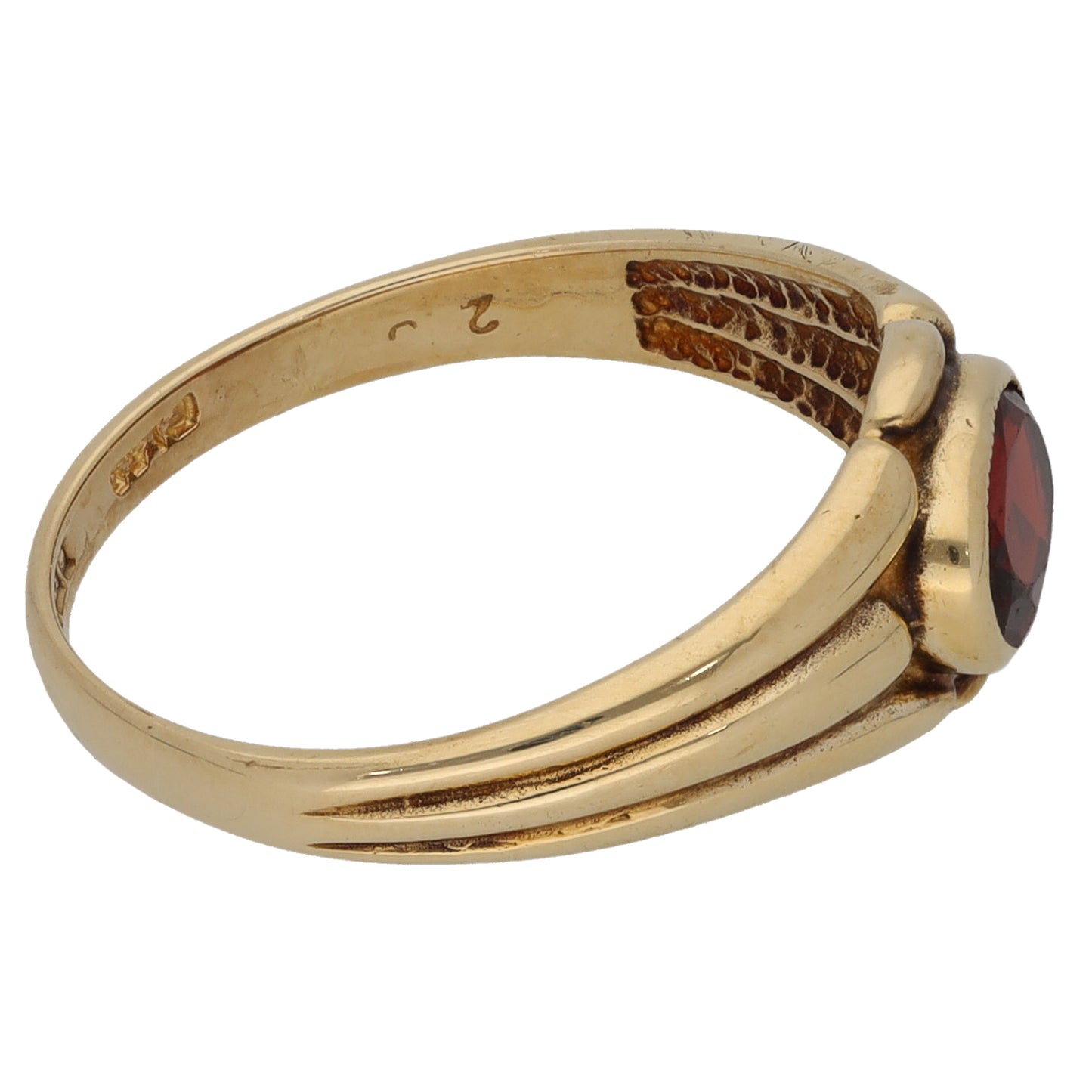 9ct Gold Garnet Single Stone Ring Size N