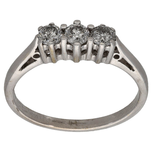 9ct White Gold 0.50ct Diamond Trilogy Ring Size P