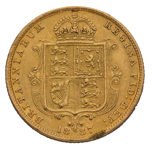 22ct Gold Queen Victoria Half Sovereign Coin 1887