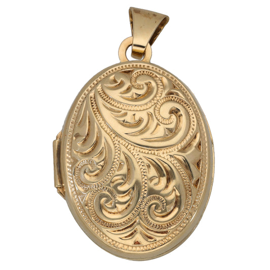 9ct Gold Patterned Locket Pendant