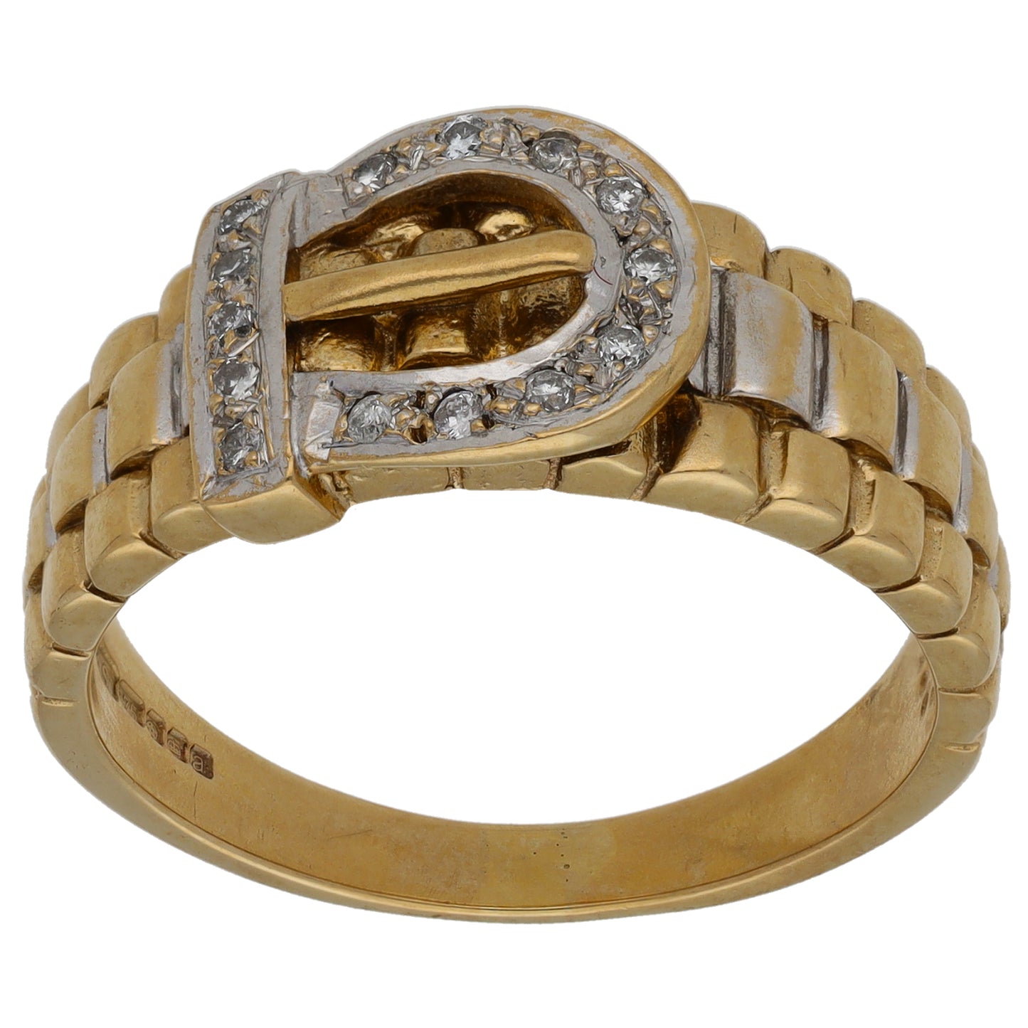 9ct Gold 0.14ct Diamond Buckle Ring Size X