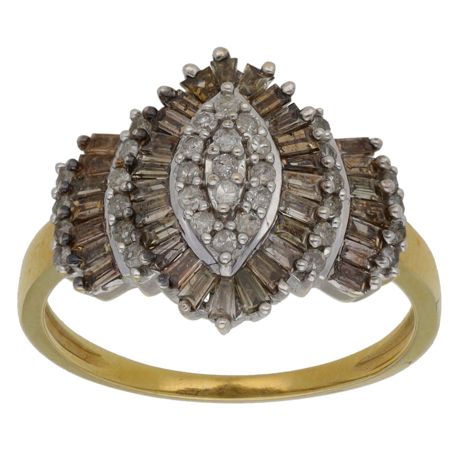 9ct Gold 1.07ct Diamond Cluster Ring Size O