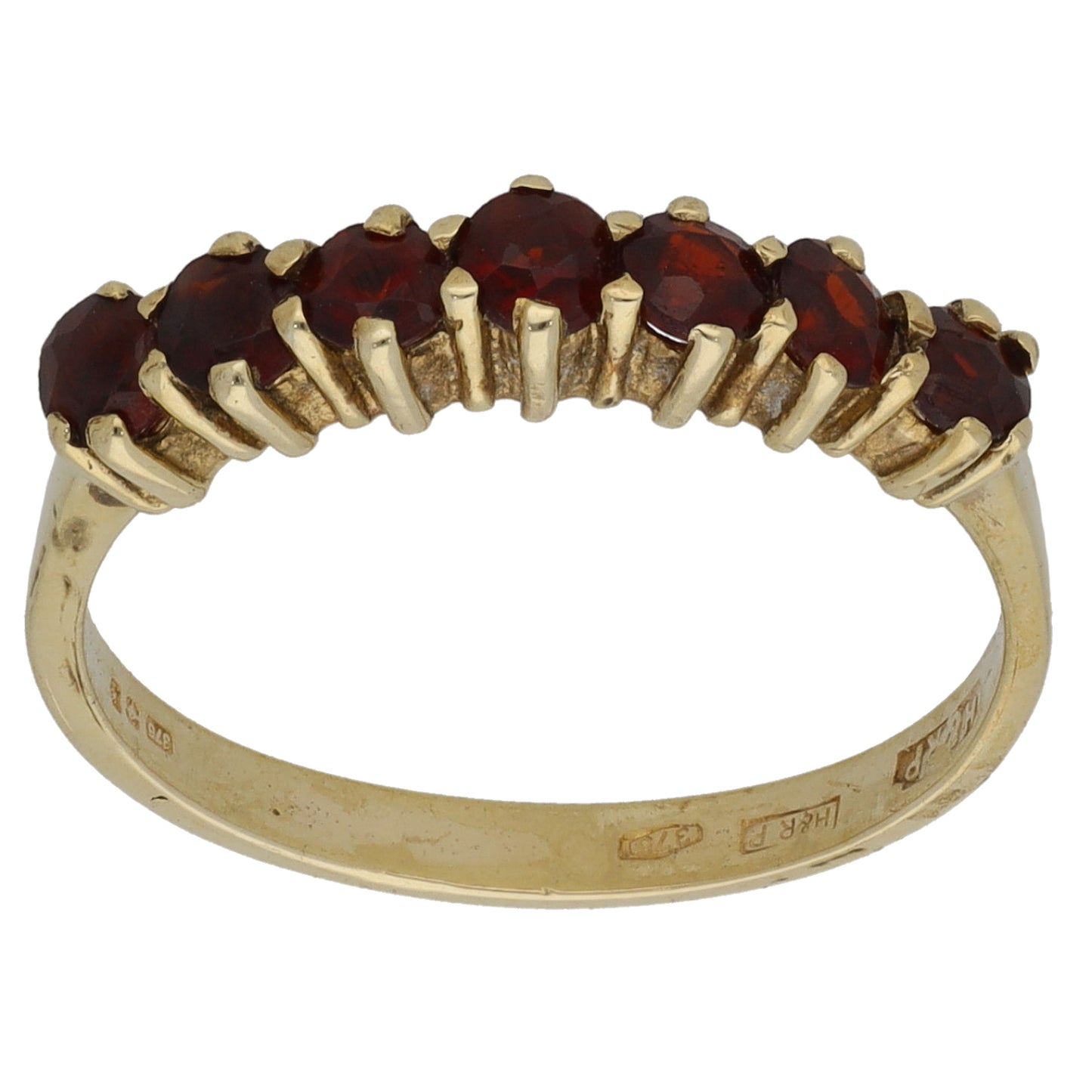 9ct Gold Garnet Half Eternity Ring Size M