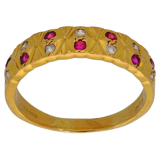 22ct Gold Imitation Gems Dress/Cocktail Ring Size R