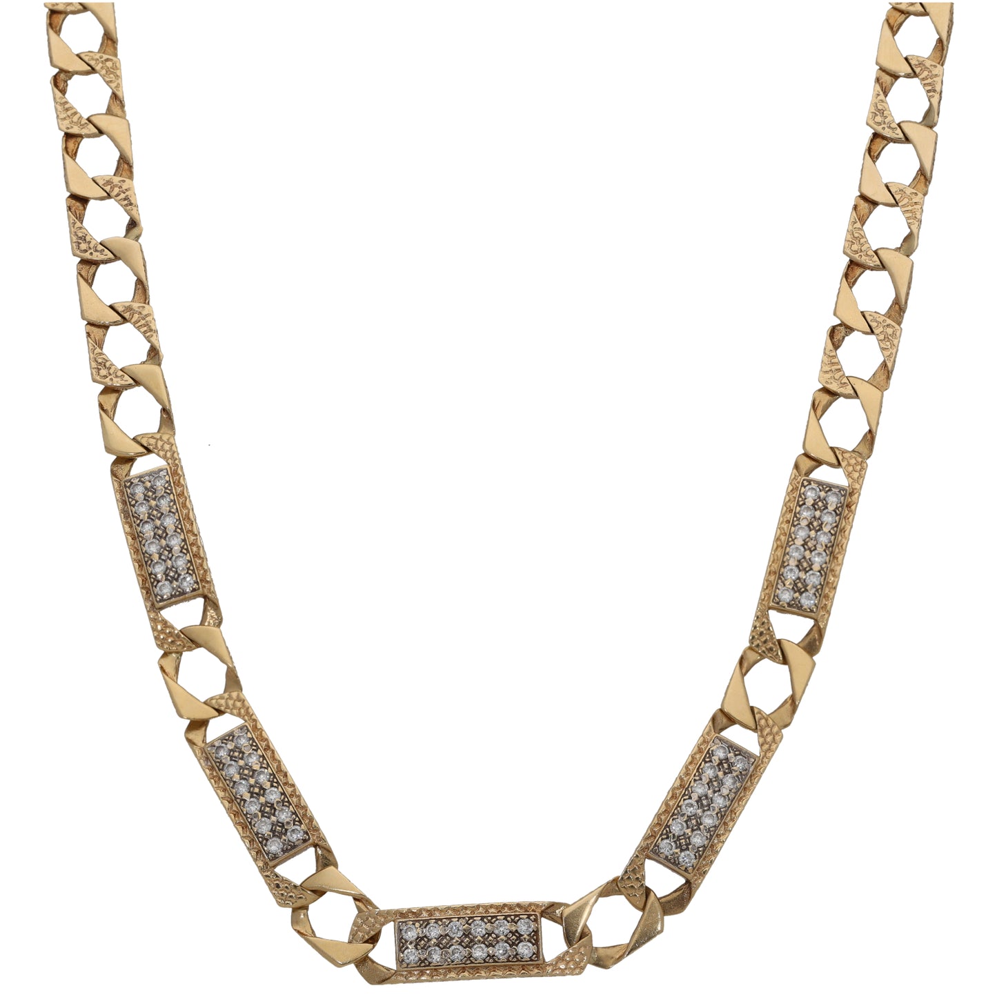 9ct Bi-Colour Gold Cubic Zirconia Curb Chain 18"