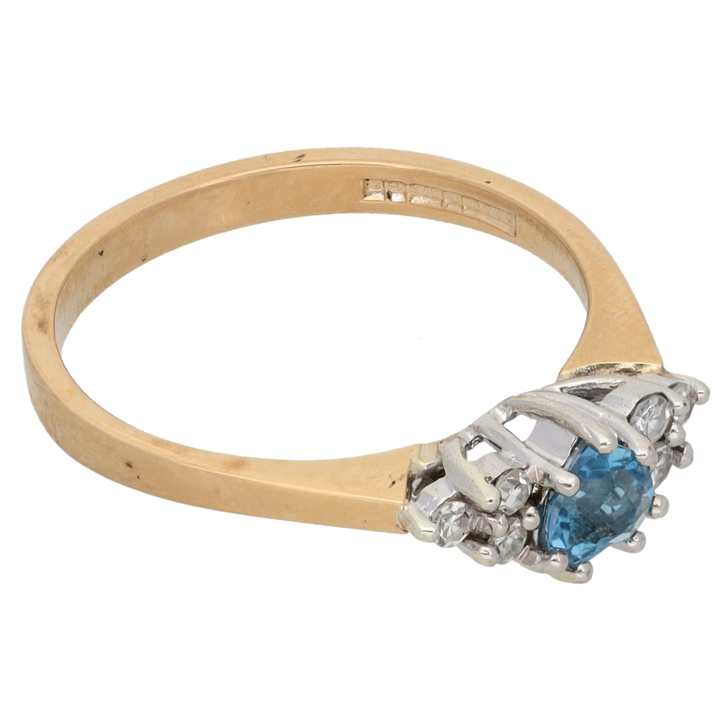 9ct Gold 0.12ct Diamond & Topaz Dress/Cocktail Ring Size O