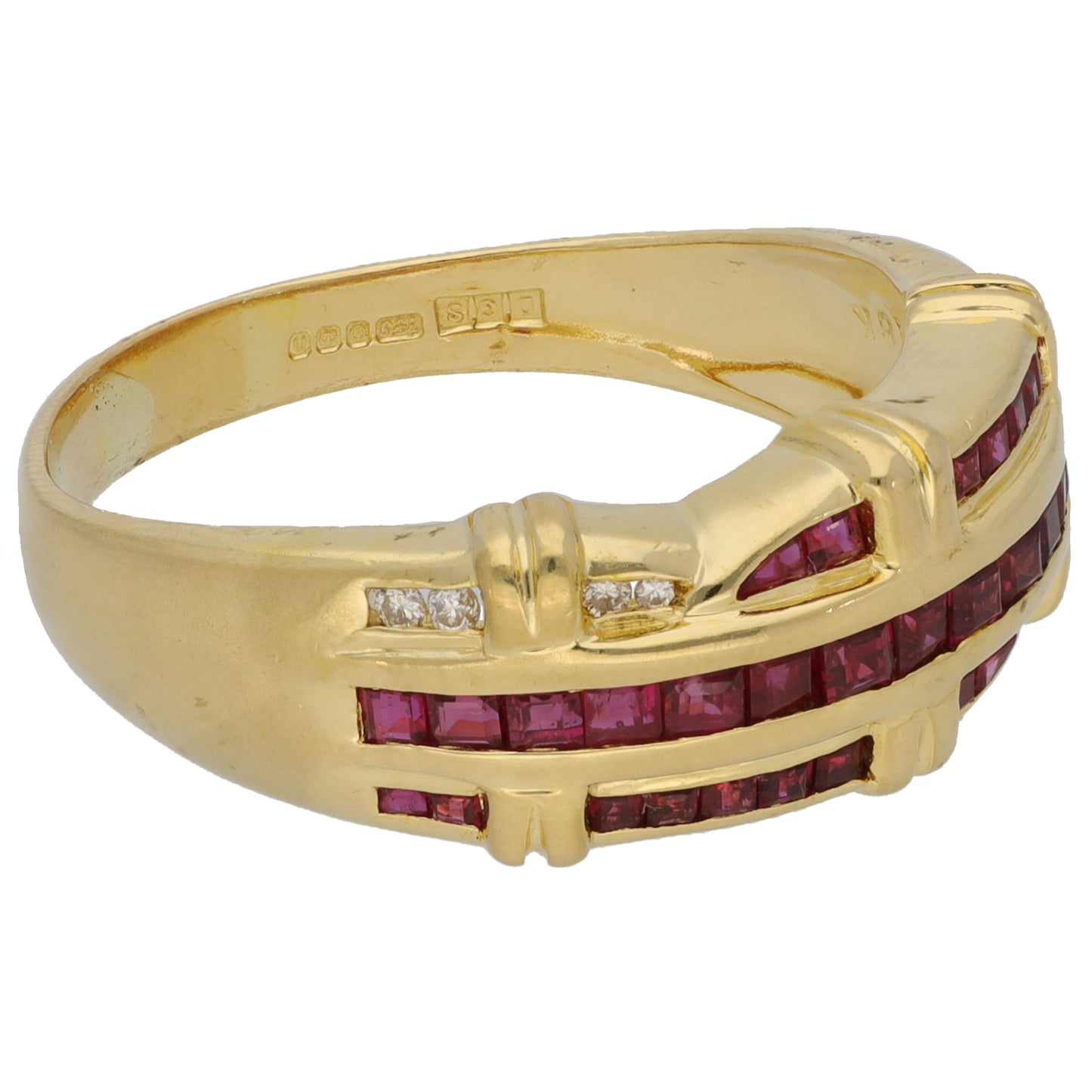 18ct Gold 0.04ct Diamond & Ruby Dress/Cocktail Ring Size T 1/2