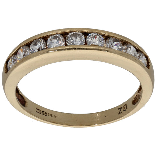 9ct Gold Cubic Zirconia Half Eternity Ring Size M