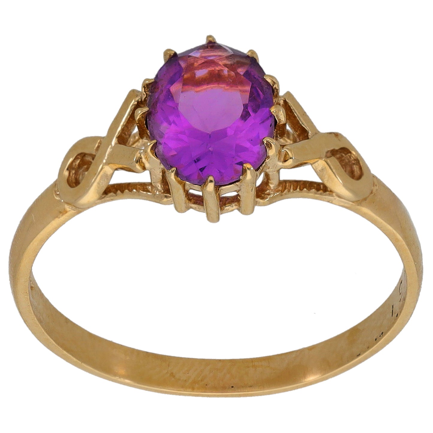 9ct Gold Amethyst Single Stone Ring Size R