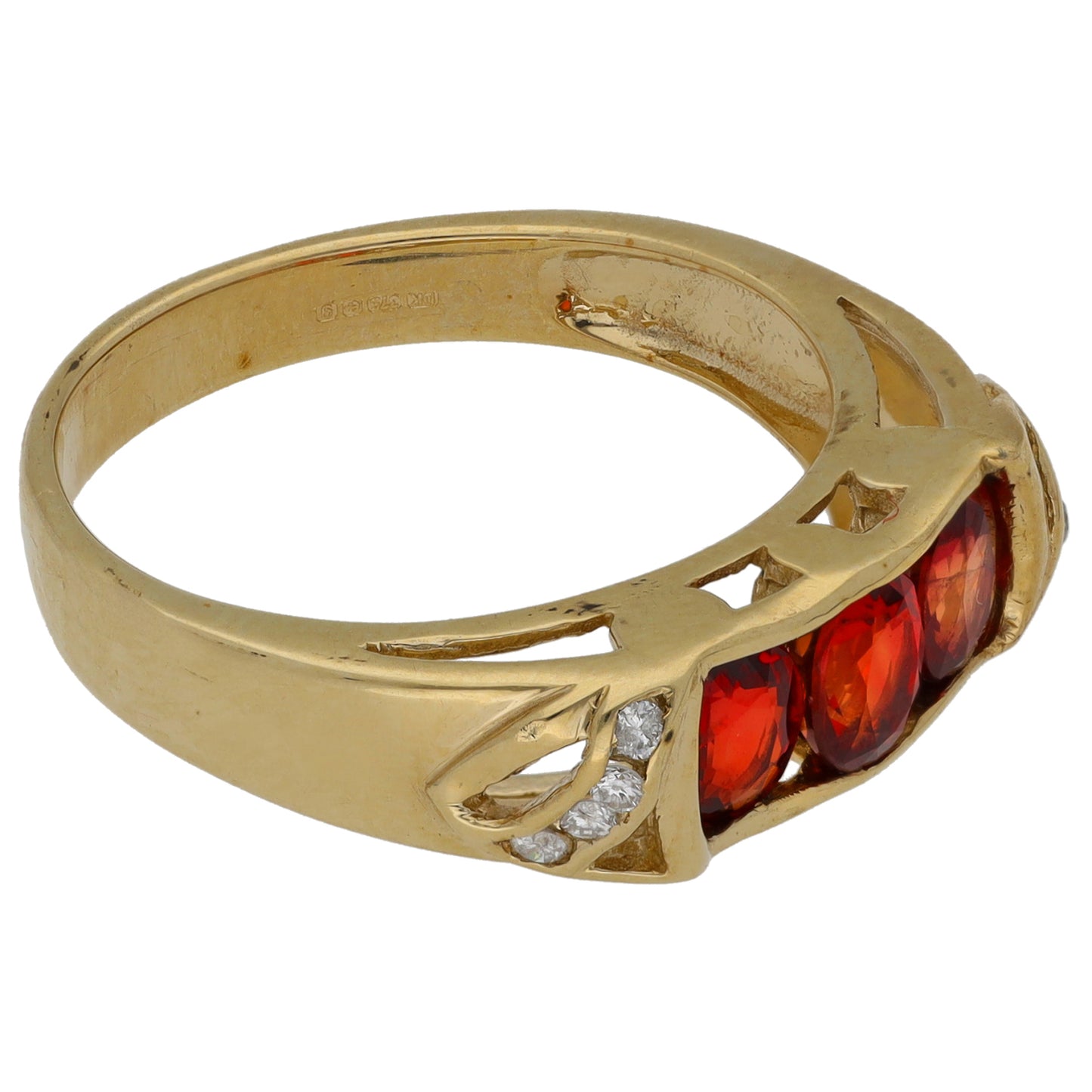 9ct Gold Sapphire & 0.08ct Diamond Dress/Cocktail Ring Size N