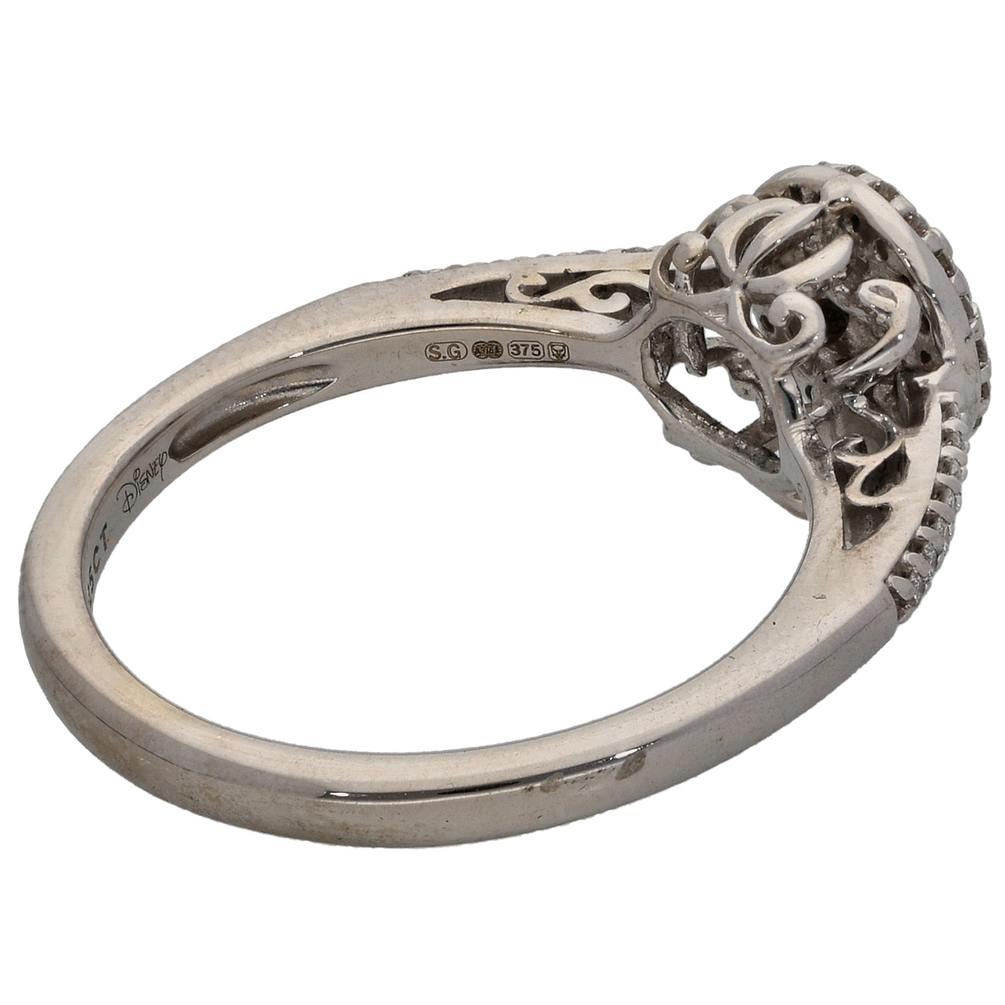 9ct White Gold 0.25ct Diamond Disney Cluster Ring Size M