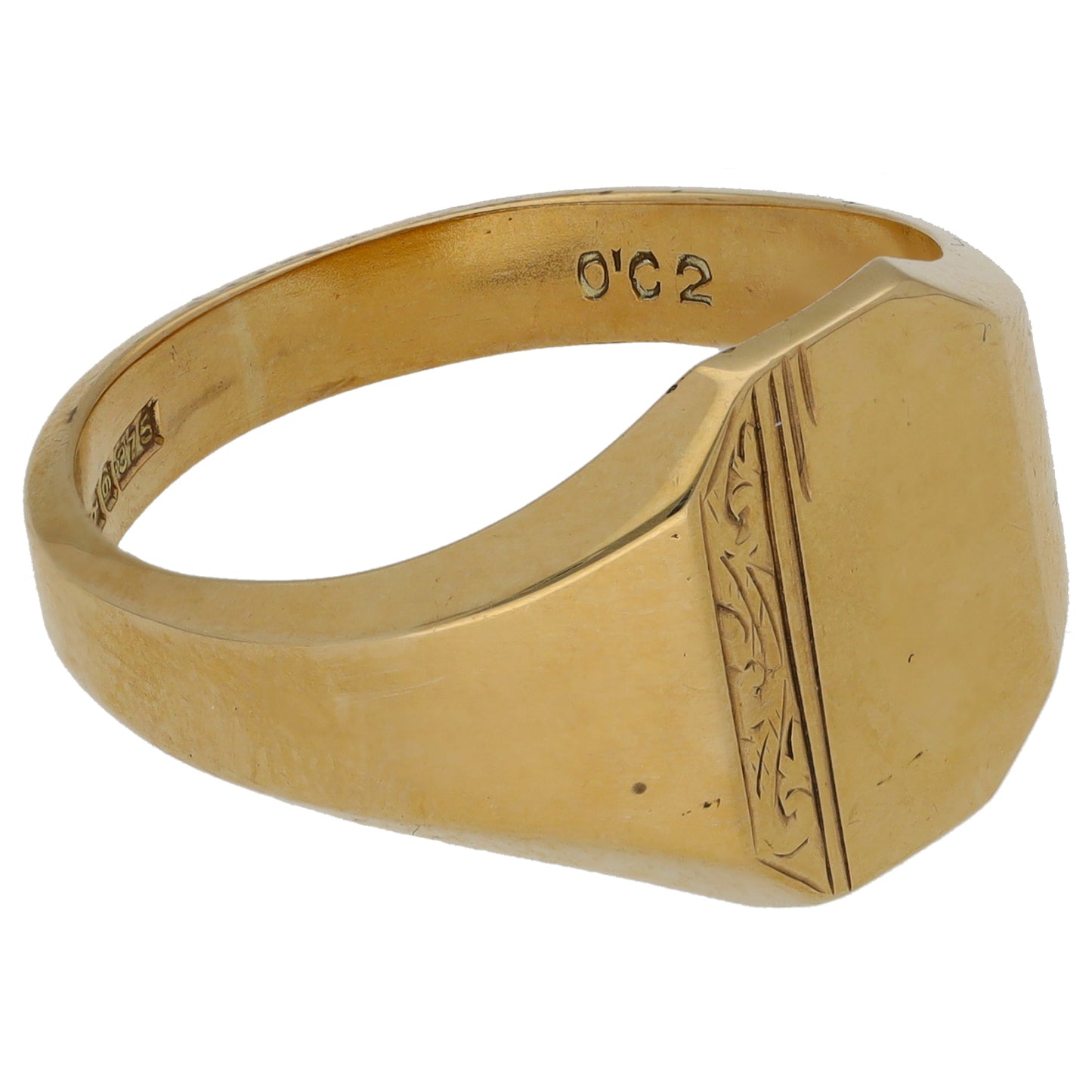 9ct Gold Patterned Signet Ring Size T
