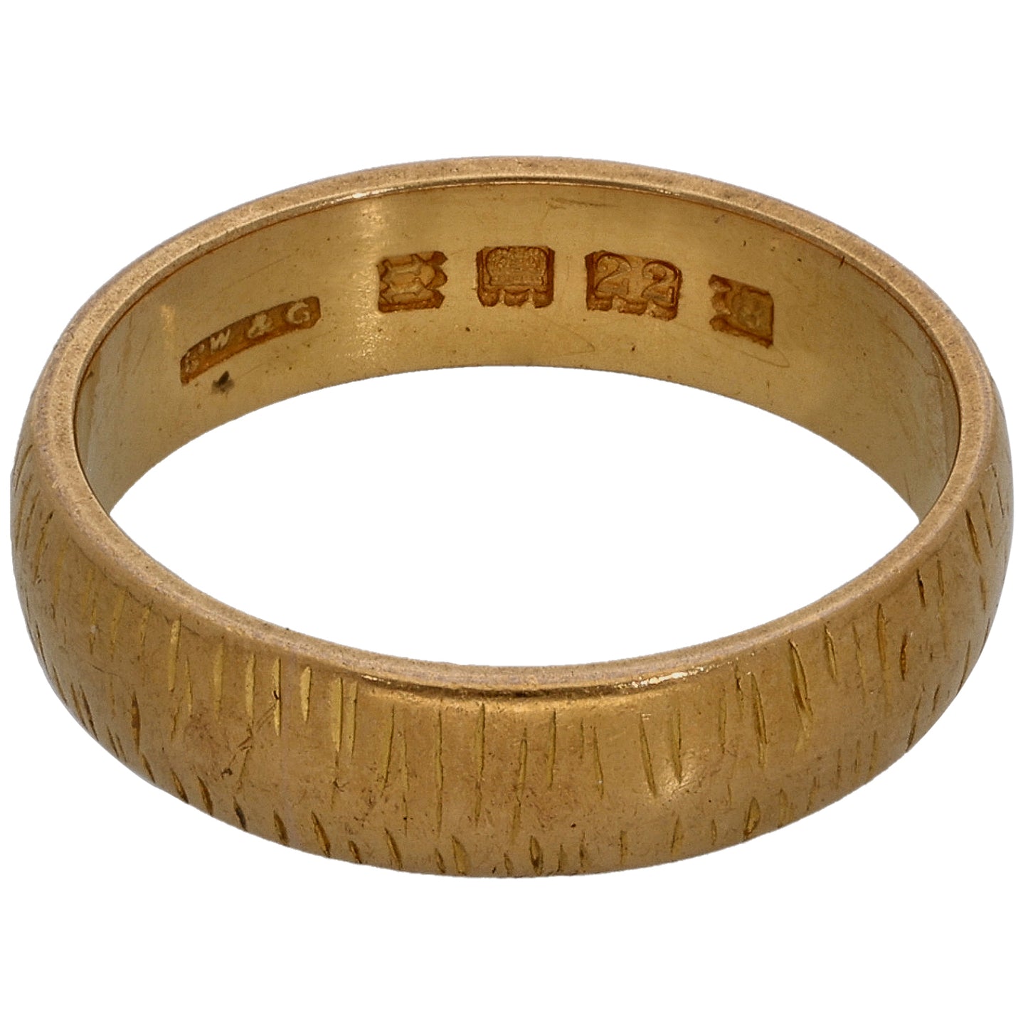 22ct Gold Patterned Wedding Ring Size M