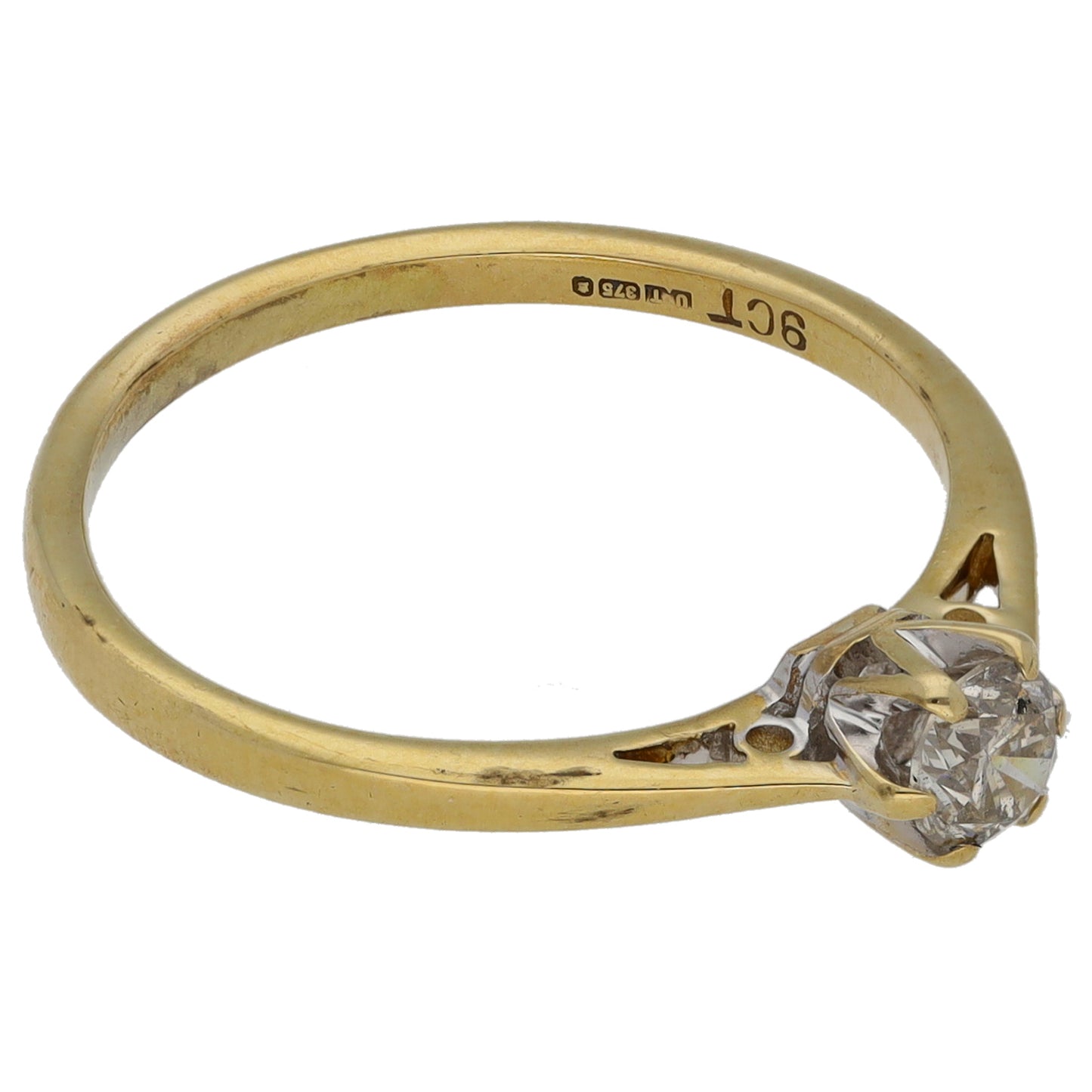 9ct Gold 0.24ct Diamond Solitaire Ring Size N