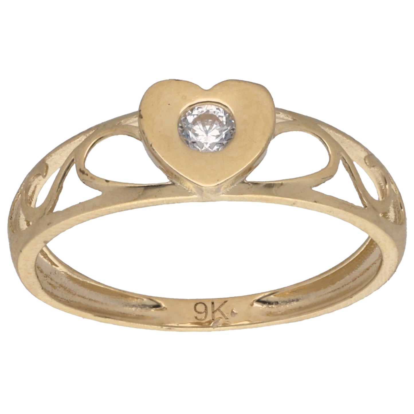 New 9ct Gold Cubic Zirconia Heart Ring