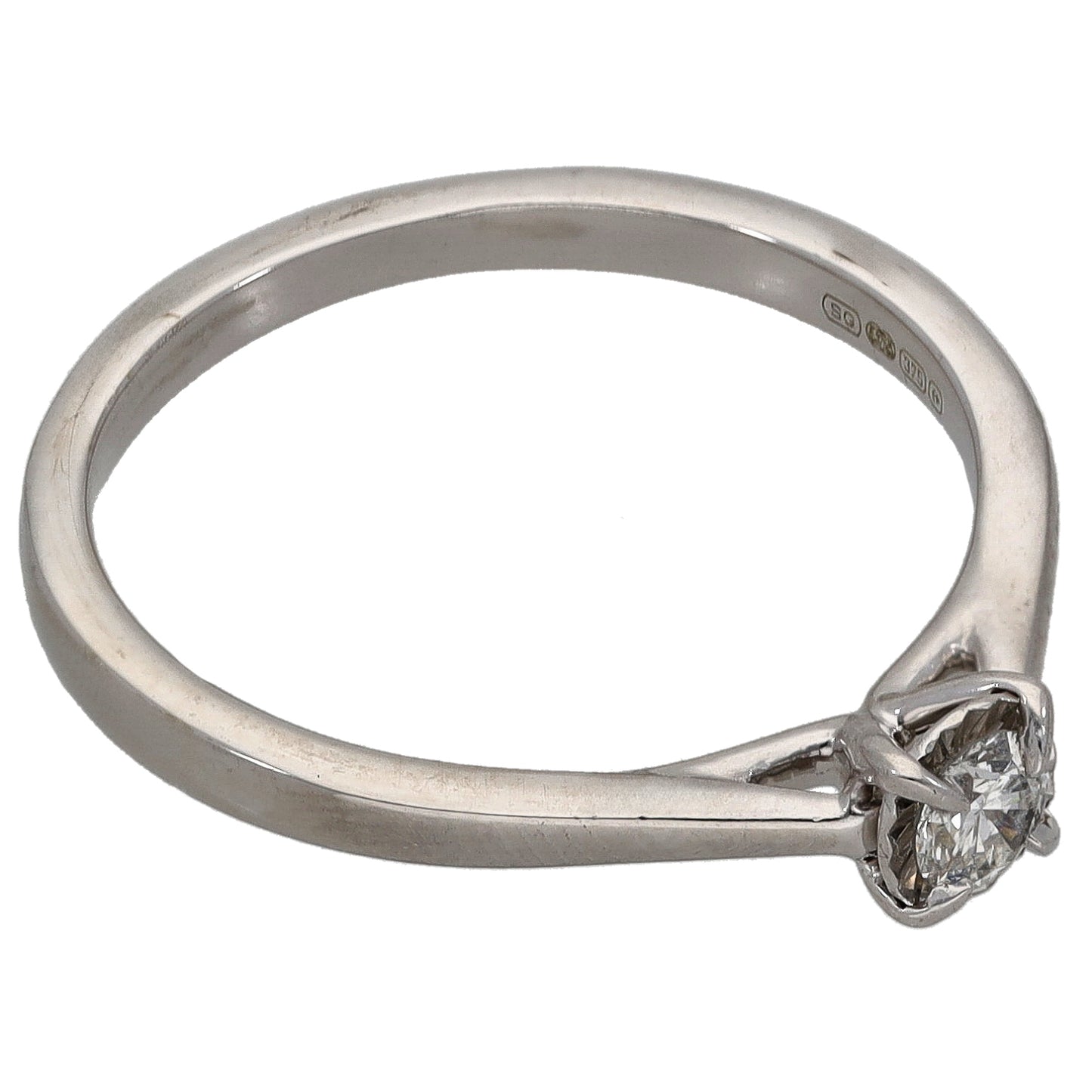 9ct White Gold 0.18ct Diamond Solitaire Ring Size P