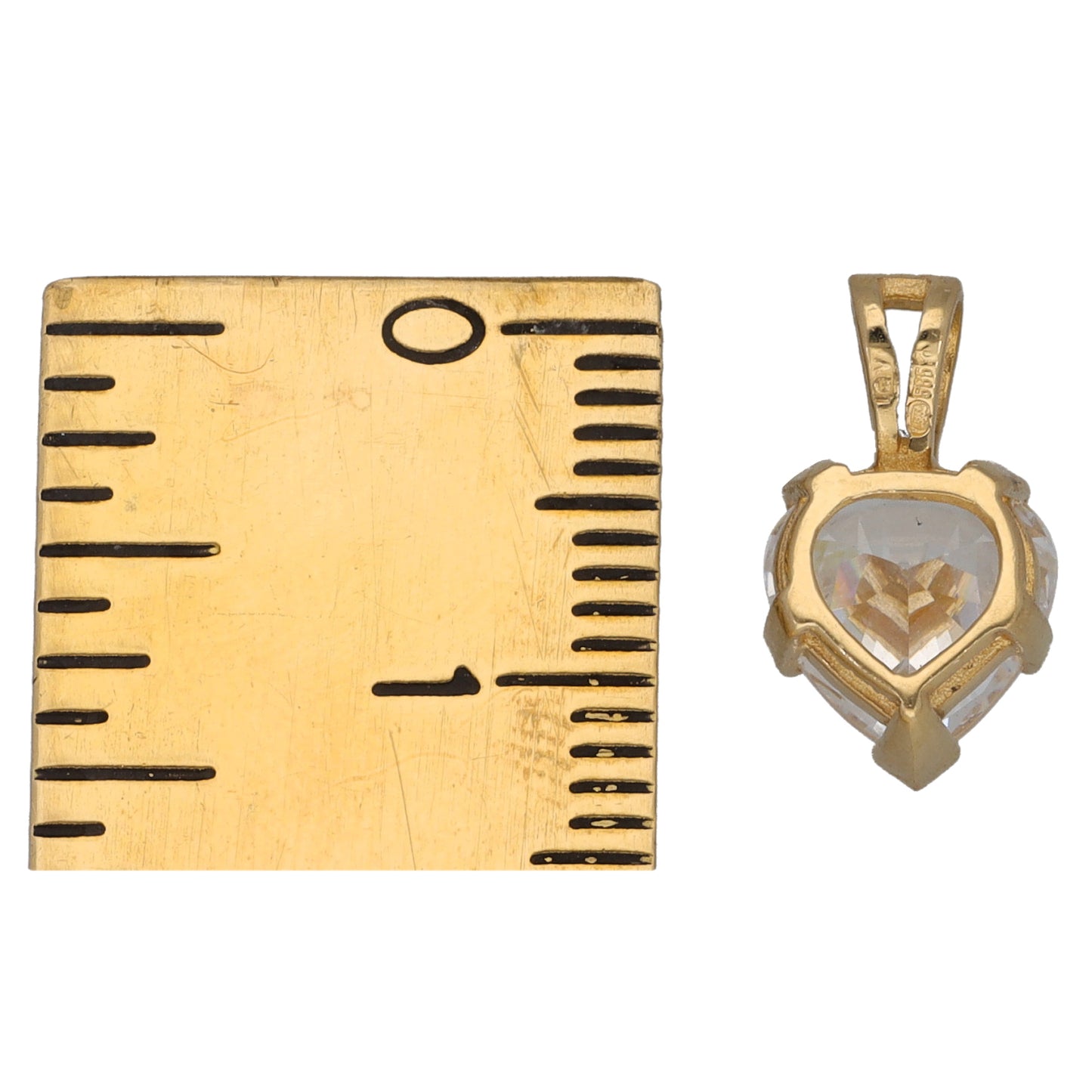 14ct Gold Cubic Zirconia Single Stone Pendant