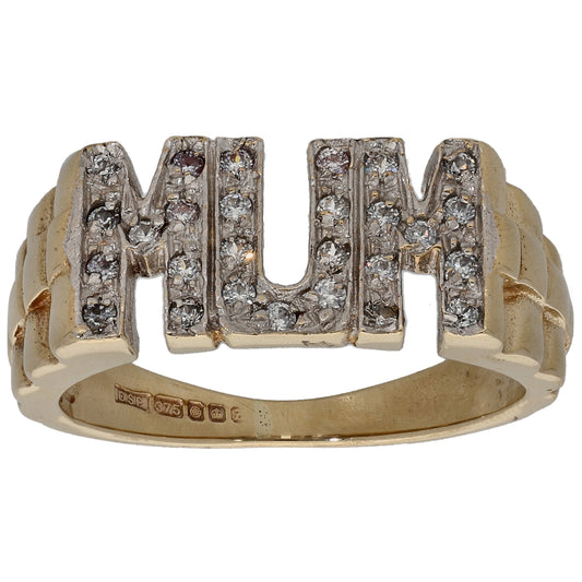 9ct Gold Cubic Zirconia Mum Ring Size N
