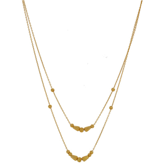 New 22ct Gold 2 Row Beaded Necklace 18"