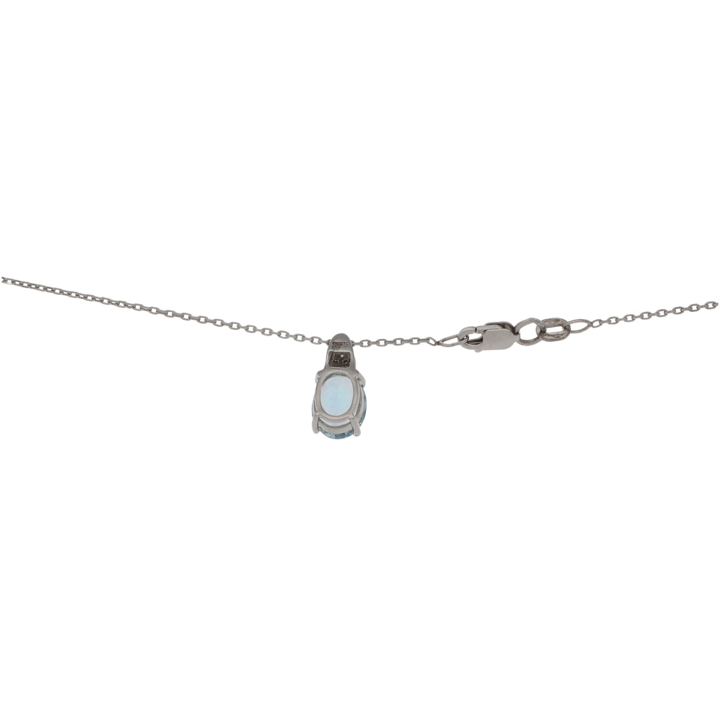 9ct White Gold Aquamarine & 0.03ct Diamond Dress/Cocktail Pendant With Chain