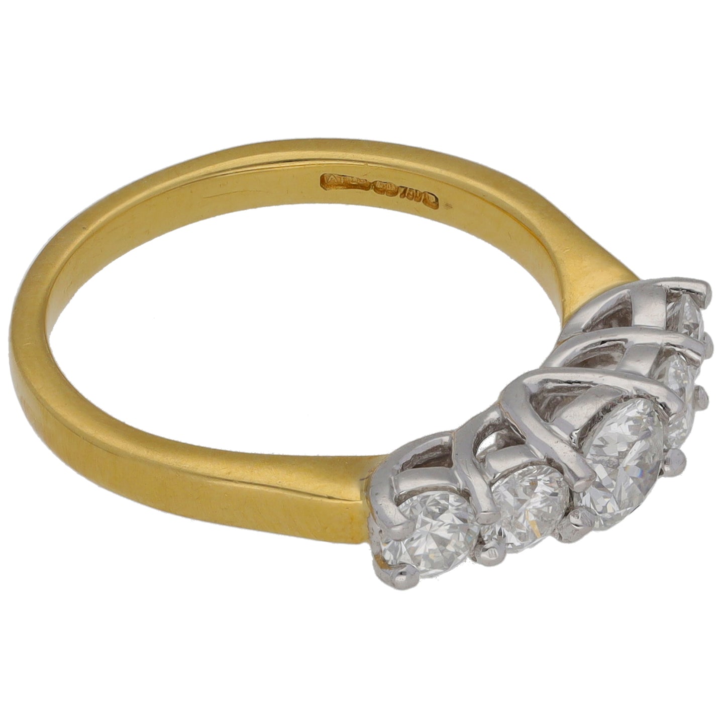 18ct Gold 1.00ct Diamond Half Eternity Ring Size N
