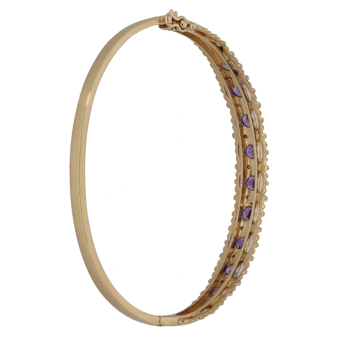 9ct Gold 0.08ct Diamond & Amethyst Hinged/Clasp Bangle