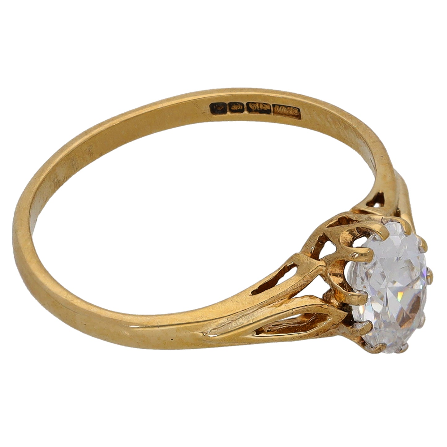 9ct Gold Cubic Zirconia Single Stone Ring Size M
