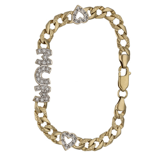 9ct Gold Cubic Zirconia Mum Bracelet