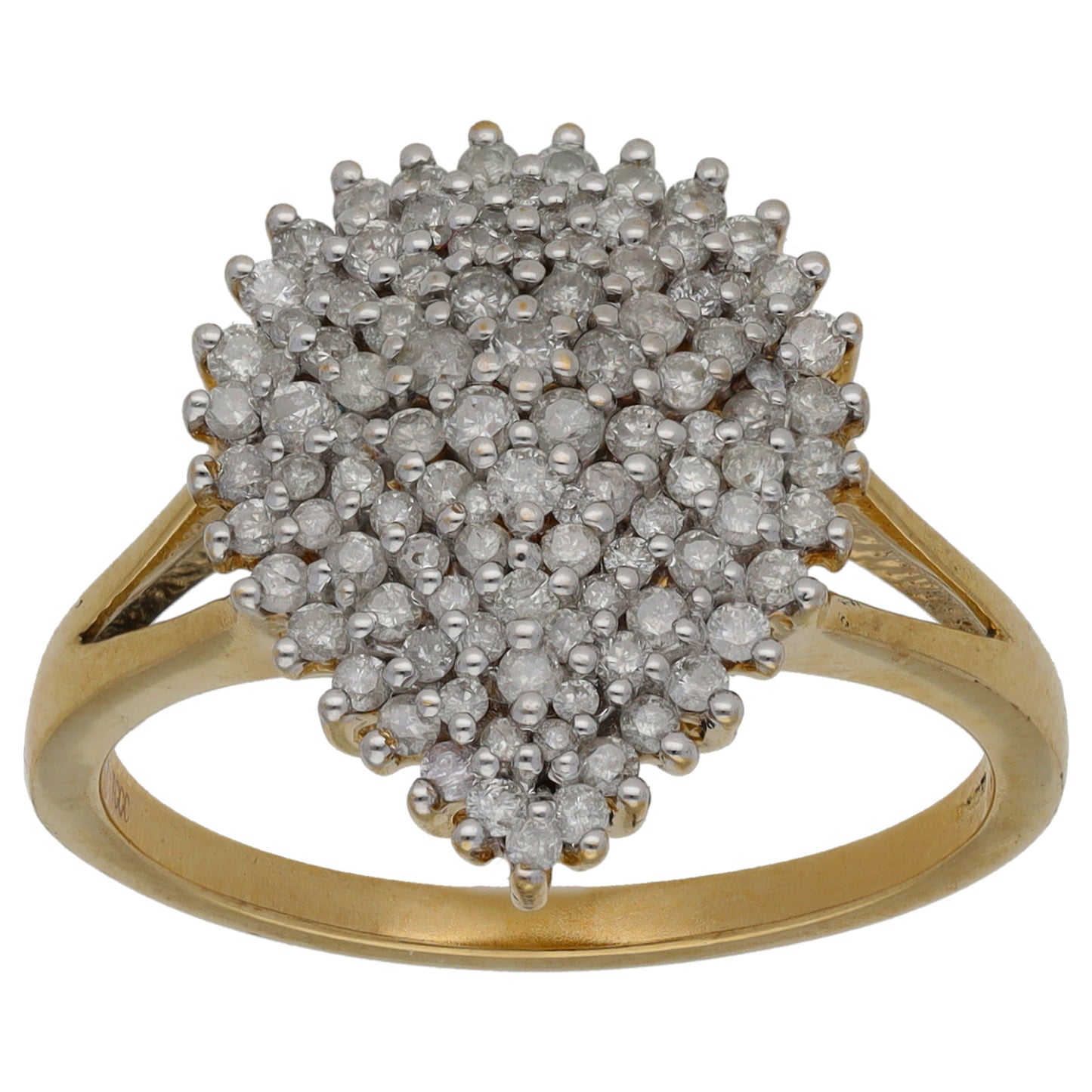 9ct Gold 1.00ct Diamond Cluster Ring Size R