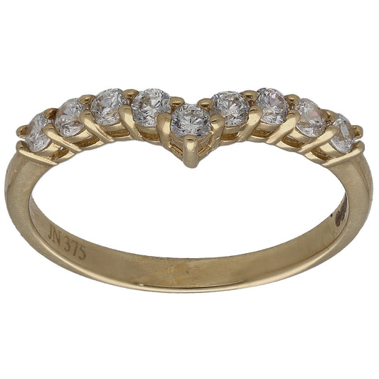 9ct Gold Cubic Zirconia Wishbone Ring Size O