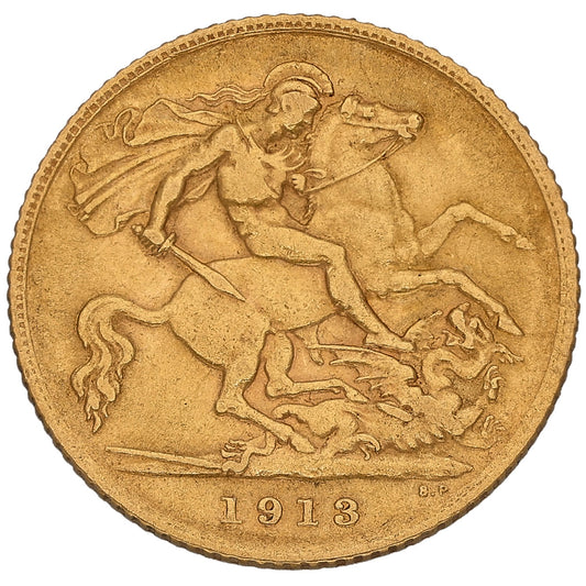 22ct Gold King George V Half Sovereign Coin 1913