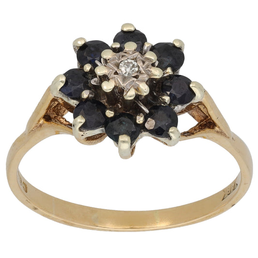 9ct Gold 0.01ct Diamond & Sapphire Dress/Cocktail Ring Size Q