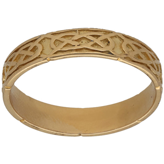 18ct Gold Patterned Wedding Ring Size T