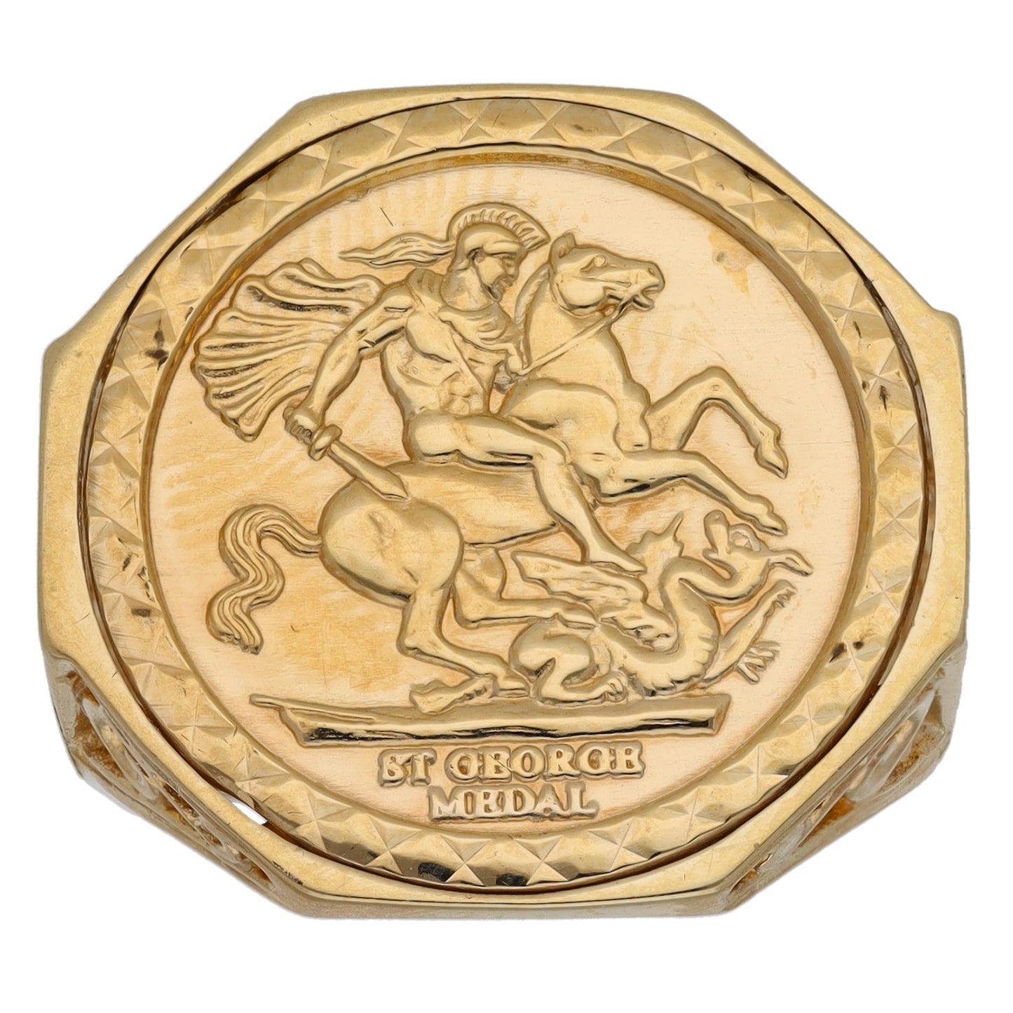 9ct Gold St George Ring Size R